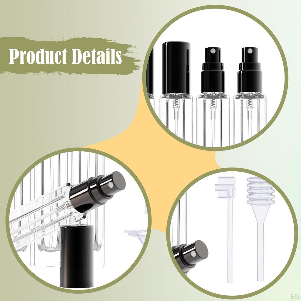5 Pack of 10ml Glass Atomizer Bottles with Leakproof Design for Fragrance