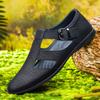 Fashion High Quality Men's Leather Sandals Breathable Hollow Design Summer Lightweight Non-Slip Sole Outdoor Trekking Comfortable Flats