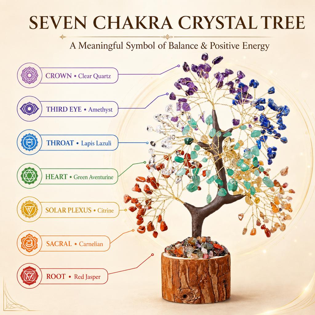 Chakra Baum Geburtstagsgeschenk für Frauen Mama Schwester Freundin Edelsteinbaum Heimdeko