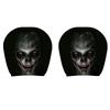 2Pcs Black Car Seat Cover Scary Face Printing Car Headrest Protector Car Headrest Cover  Halloween