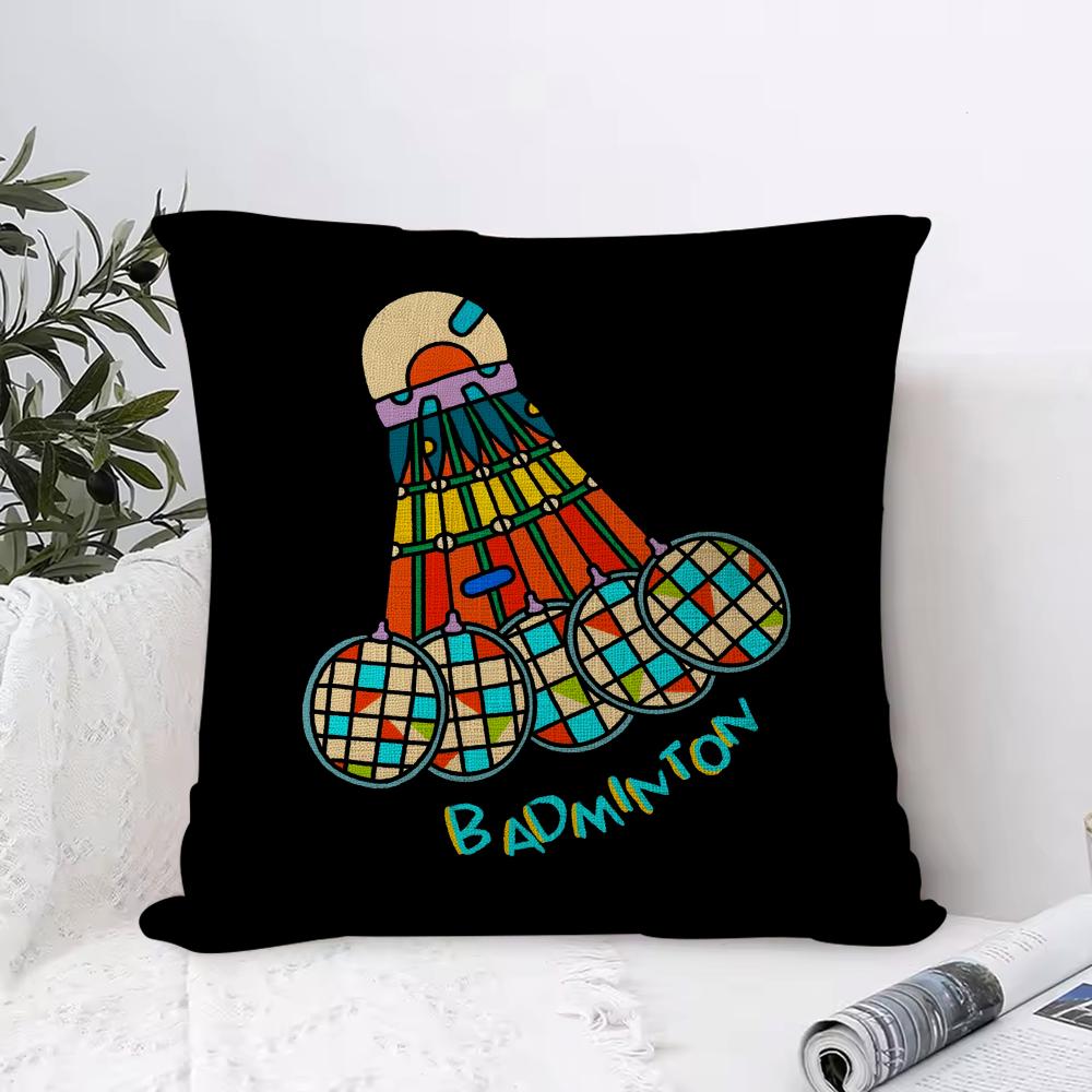 Ball Sports Doodles Cushion Cover Eco Linen Pillow Case DoubleSided Print Breathable Durable Zipper Home Decor Gift