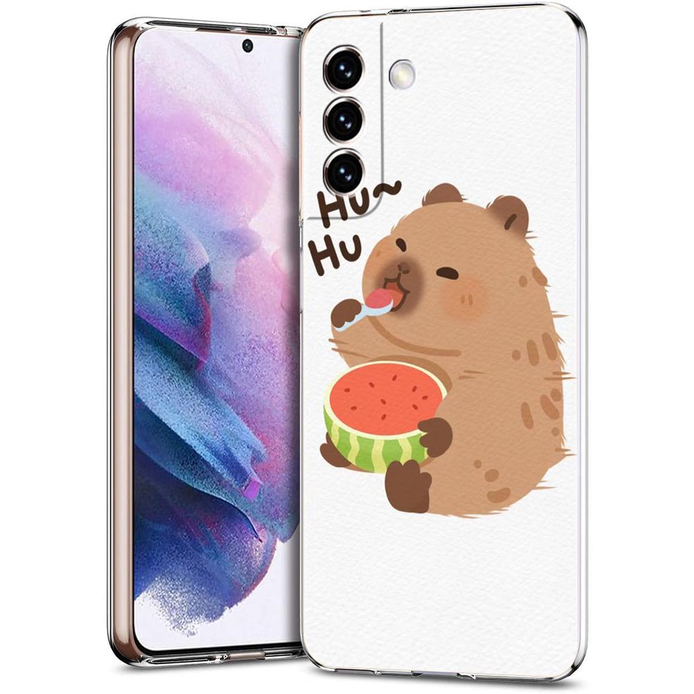 Funny Cartoon Capybara Phone Case For Samsung Galaxy S25 S23 S24 S22 Ultra Plus Transparent Cover For Galaxy S24+ S23+ S25+ S22+