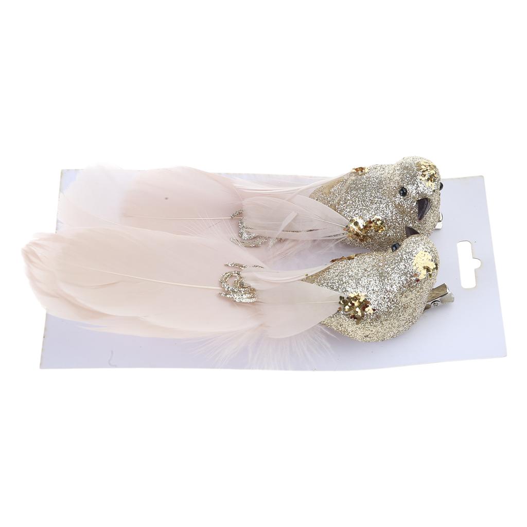 2Pieces Festive Feathered Bird Hangings Decorative Feather Birds Hangings Ornament in Festival Shade for Decors
