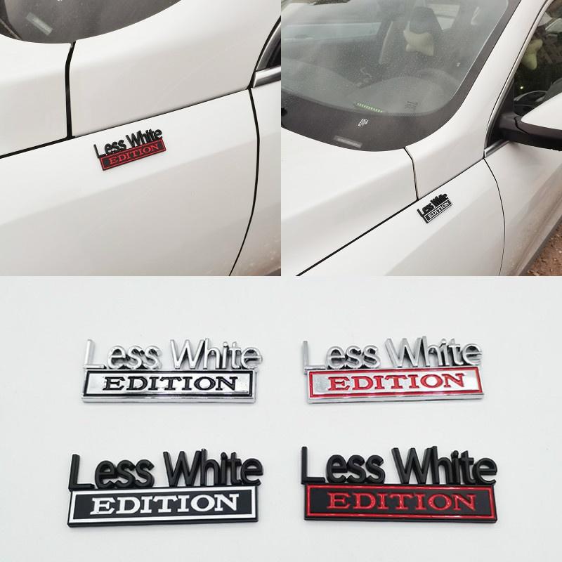 1Pc 3D Metal Less White Edition Logo Car Side Fender Rear Trunk Emblem Badge Sticker Decal