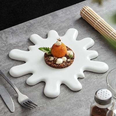 Creative Irregular Ceramic Dinner Plate for Steak, Dessert, Sushi – White Tableware
