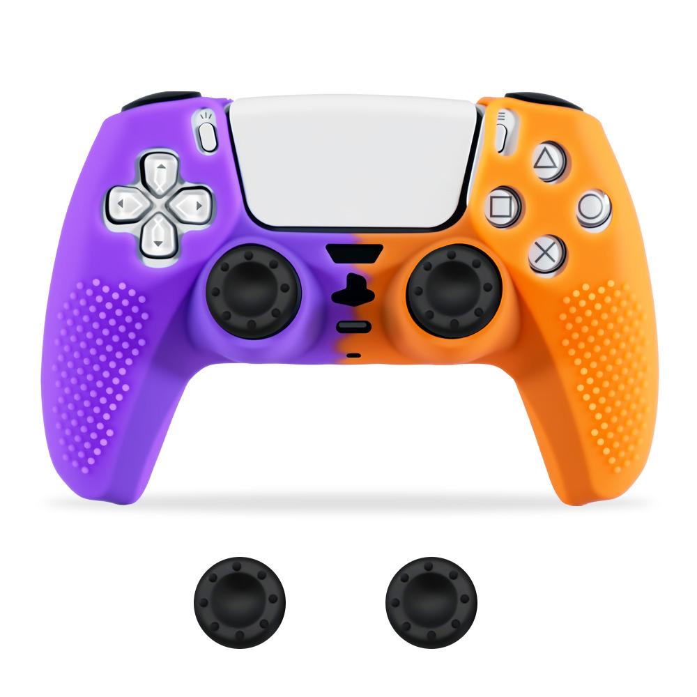 Anti-Slip Silicone Case Protective Shell for PS5 Game Controller with 2pcs Thumbstick Grip Cap Rubber Cover