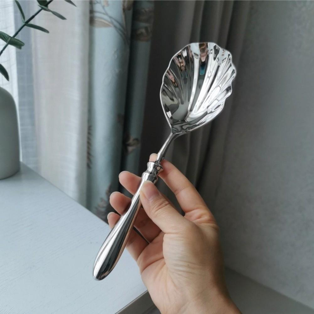 Shell Shape Stainless Steel Spoons French Table Serving Spoons Creative Yogurt Spoon  Ice Cream