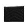 Saint Laurent Ysl Cassandre Double Fold Gold Logo Textured Quilted Leather Card Holder Wallet Women Wallet Black 530841-BOWA1-1000