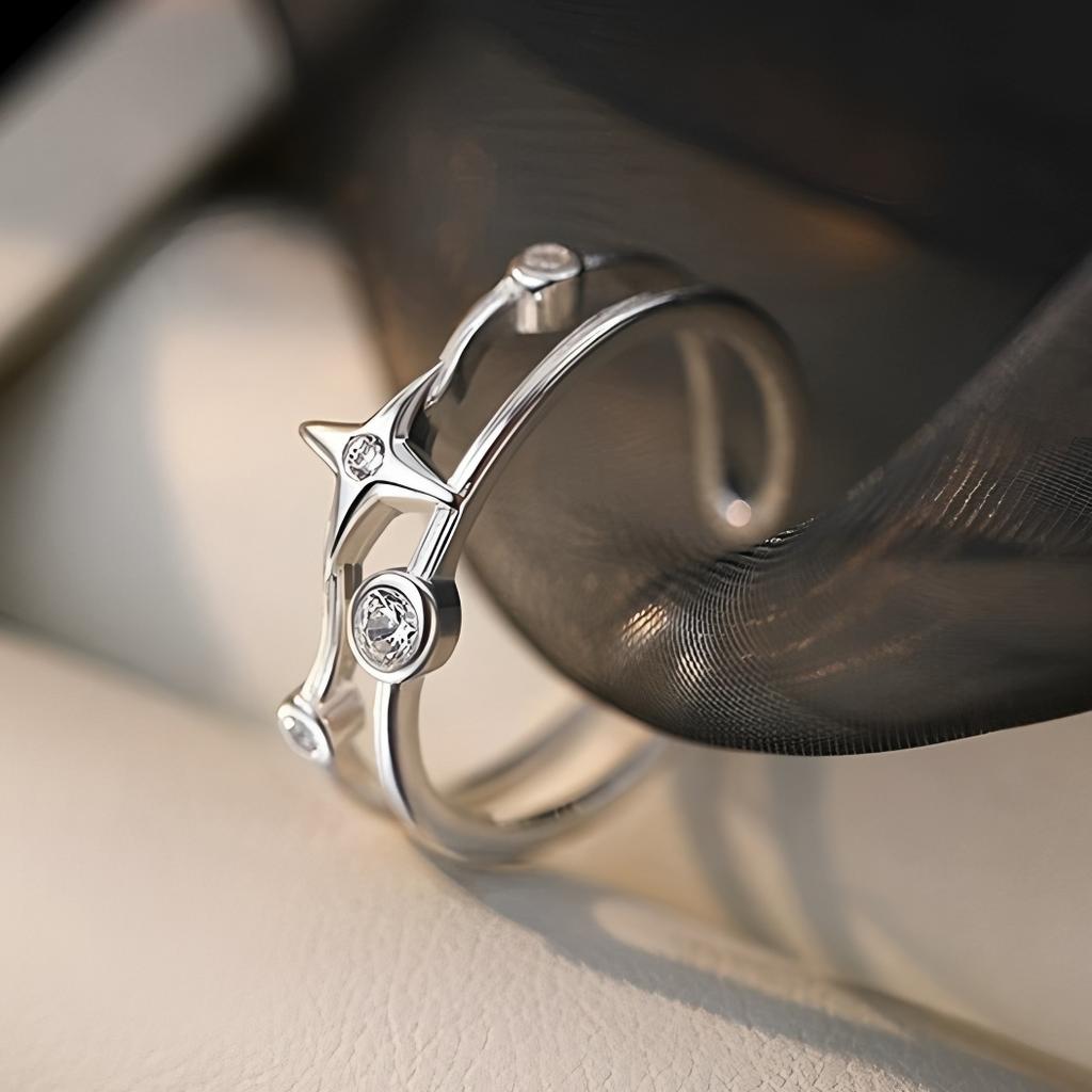 925 Silver Rings for Women Couple Minimalist Handmade Simple Blue Stone Star Ring Party Jewelry Gift Prevent Allergy