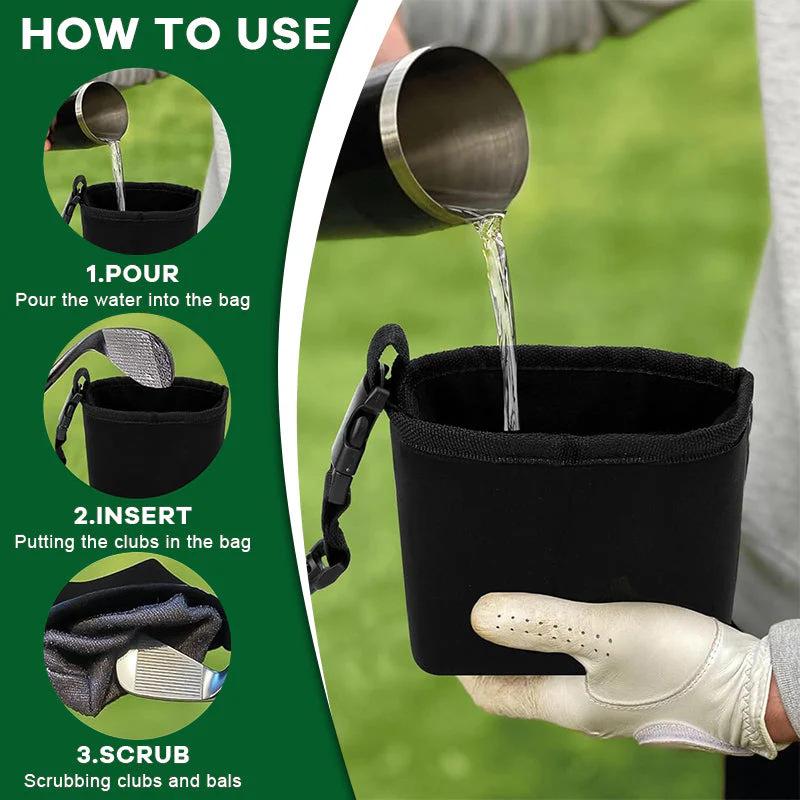 Golf Club Cleaning Kit Portable Waterproof Nylon Case with Detachable Buckle Dry Wet Separation Hanging Design for Golfers