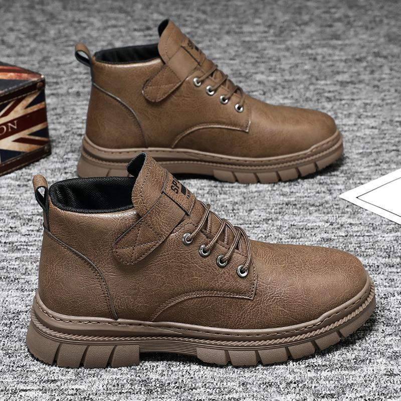 Autumn Retro Martin Boots Men's Shoes Summer New British High-top Lace-up Casual Fashion Tooling Leather Shoes Outside
