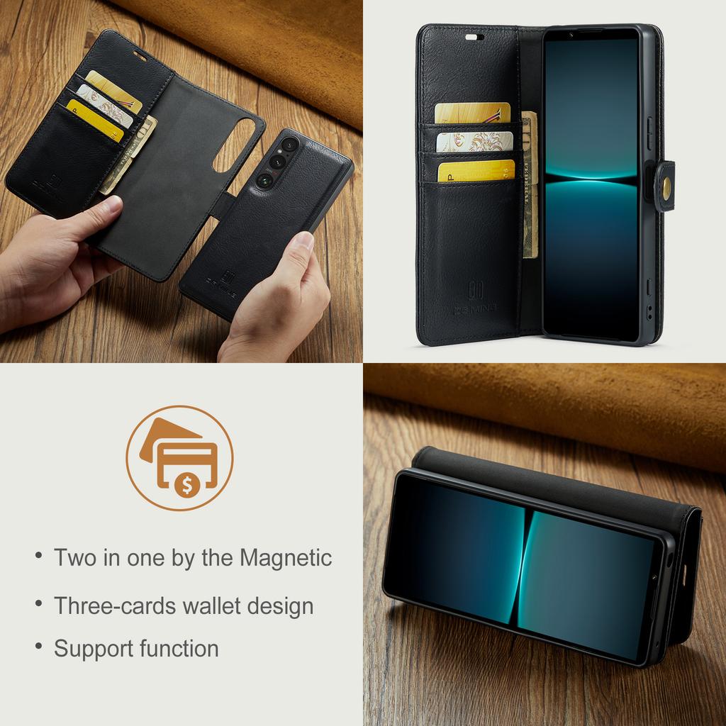 DG.MING for Sony Xperia 1 VI Case Detachable Split Leather Phone Cover