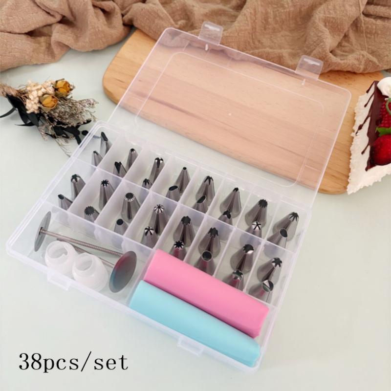 27/38PCS Cake Decorating Tools Icing Cream Piping Nozzle Tips Confectionery Pastry Bags Stainless Steel Nozzles Tip Cake Decor