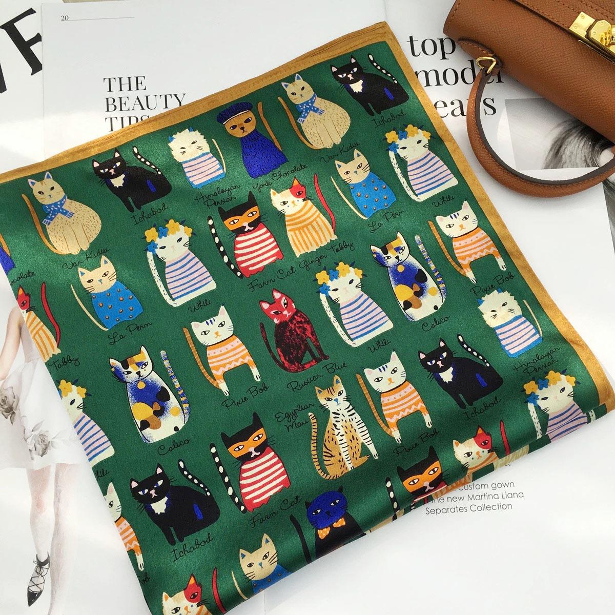 

100% Natural Real Silk Scarf Women Bandana Square Scarves Wrap Kerchief Mulberry Spring Summer Beach High Quality Hijab Real silk 53x53cm