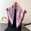 Floral Printed Square Scarf For Women Imitation Silk Scarves Bandanas Luxury Hijab Neckerchief Elegant Beach Shawl Wraps