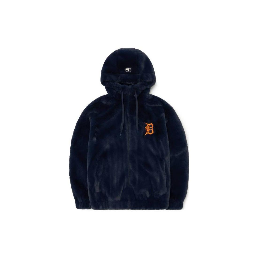 MLB Detroit Tigers Einfarbige Buchstabenprint Fleece Kapuzenjacke Langarm Unisex Jacken Marineblau 3AFDB0926-46NYD S black