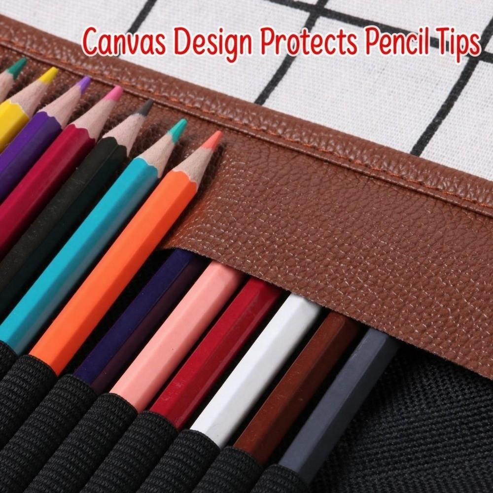 PU Leather Roll Up Pencil Case Large Capacity Pencil Storage Roll Bag  Art Students & Painters