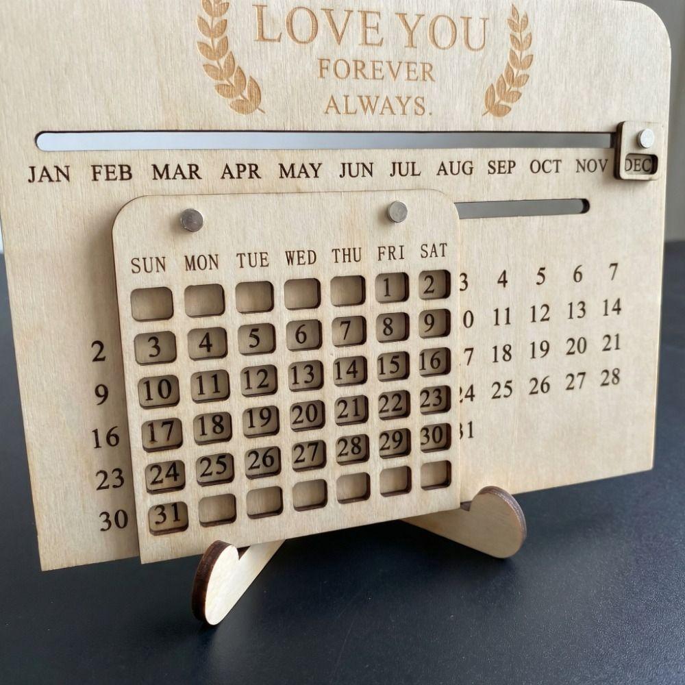 Handmade Perpetual Calendar DIY Eternal Calendar Wooden Sliding Calendar  Home Ornament