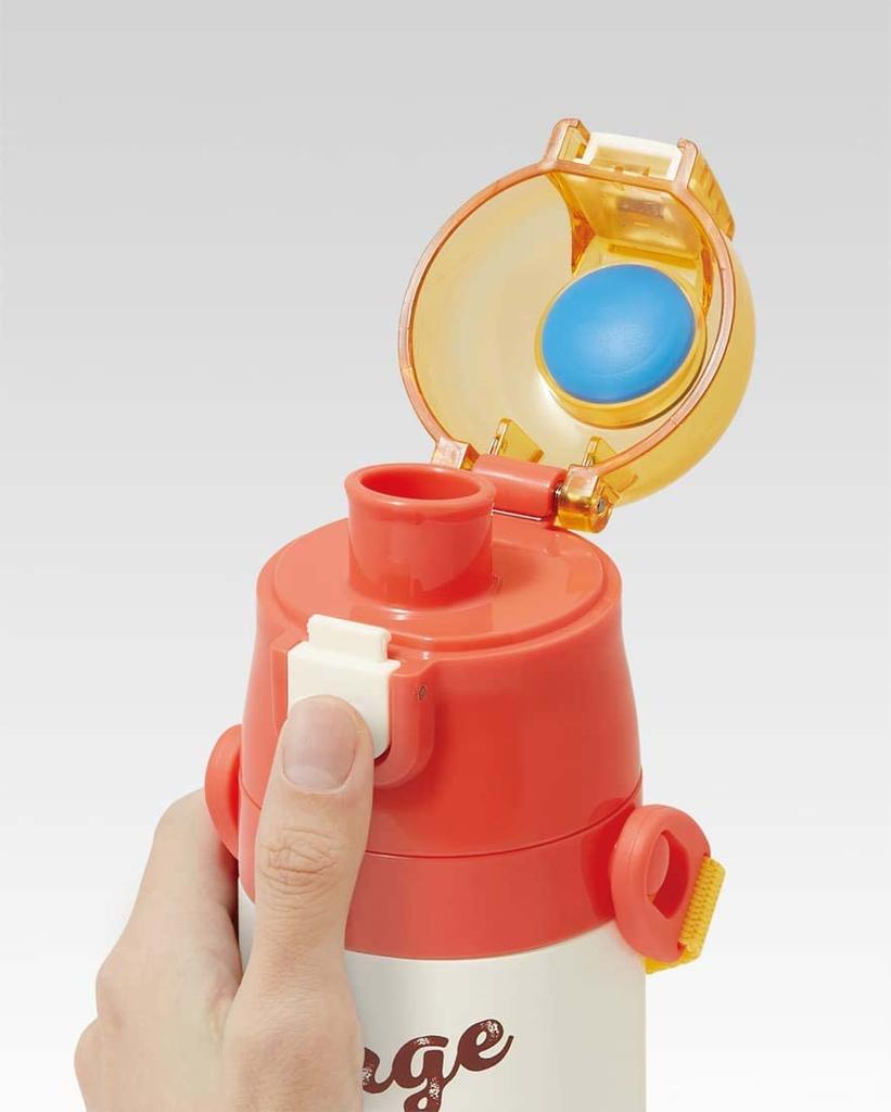 Skater Children's Stainless Steel Water Bottle, 2-Way Design, 420ml (Direct Drinking), 350ml (Cup Drinking), Curious George 23 Design, Lightweight,