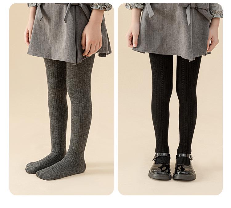 Czarne legginsy dziewczęce z podszewką z polaru - Cienkie, antypoślizgowe, na wiosnę/jesień.