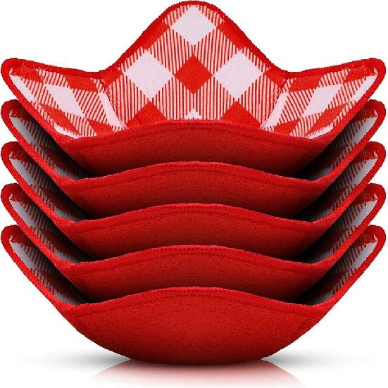 Geiserailie 5 Pieces Hot Bowl Holder Microwave Safe Bowl Cozies Multipurpose Heat Proof Plate Holder to Prevent Hand from Heat and Maintain Food Warm
