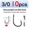 10PCS/Bag 4X Strong Live Bait Hook 3/0 - 11/0 Heavy Duty Saltwater Single Jig Fishhook for Deep Sea Boat Fishing