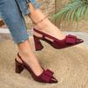 2026 Summer  Style Square Heel Women's High Heels Sexy Pointed Toe Casual Platform Shoes Fashionable Bow Mary Jane Sandals