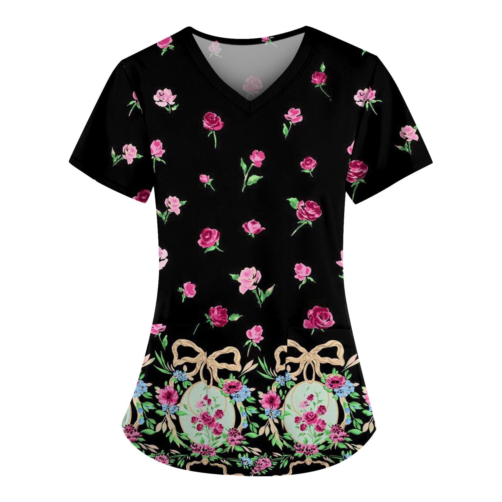 

Жіночі модні повсякденні топи з принтом і захисний робочий одяг із V-подібним вирізом XL чорний