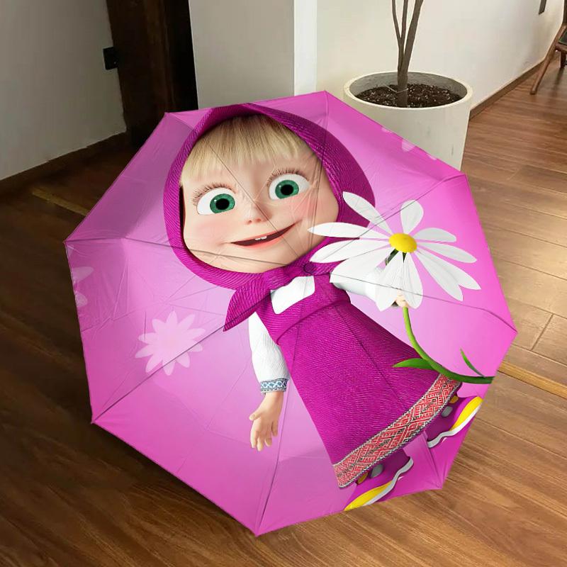 1pc Masha Automatic Folding Umbrella, Portable Collapsible Design, Casual Outdoor Accessory L1127070