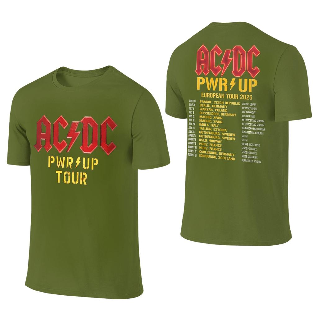 AC Pwr Up World Tour DC EUROPE 2025 Graphic Print T Shirts for Men Women  Pure Cotton  Tee Shirt Clothes