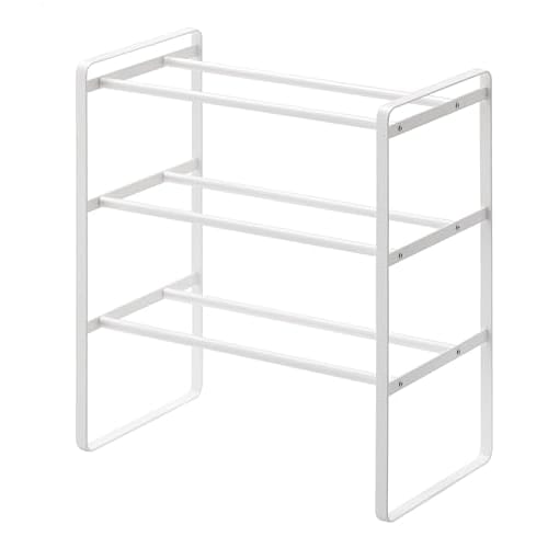 Yamazaki Extendable Shoe Rack, 3 Tiers, White, Approx. W41-70 x D25 x H46cm, Frame, Entryway, Shoe Storage, Product Number: 7555
