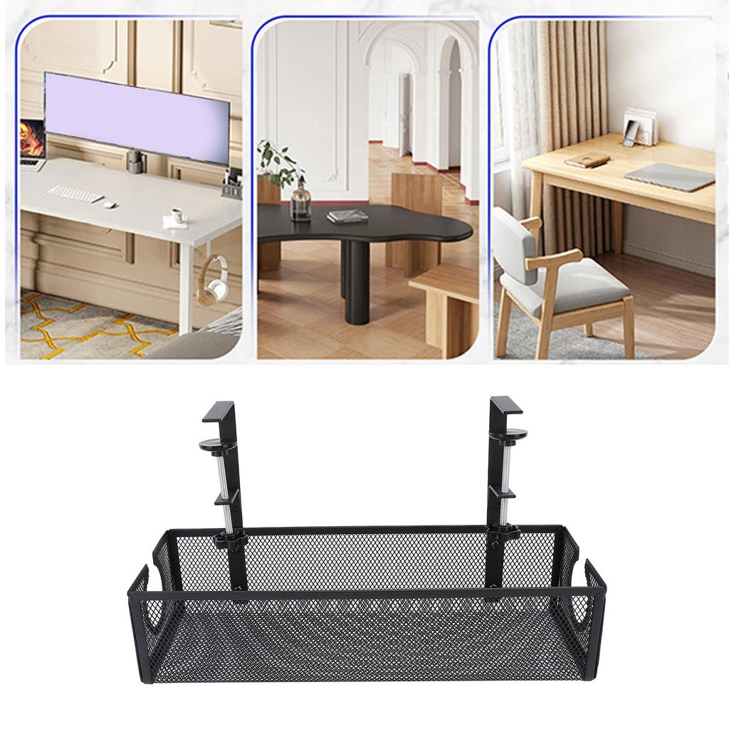 Under Desk Cable Management Tray Carbon Steel Side Round Hole Trapezoidal Desk Cord for Study