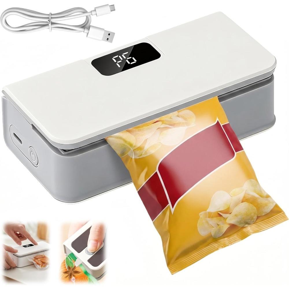 2026 New Mini Sealing Machine, Potato Chip Bag Sealing Machine, with Cutter and Magnet, LED Power Display белый