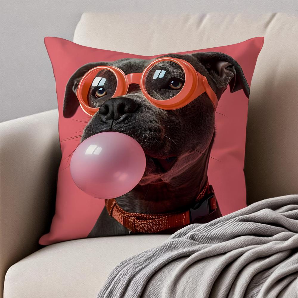 Vibrant Animal Bubble Fashion Tiger Cushion Cover Pillowcase Antidustmite Invisible Zipper Short Plush Sofa Cushion