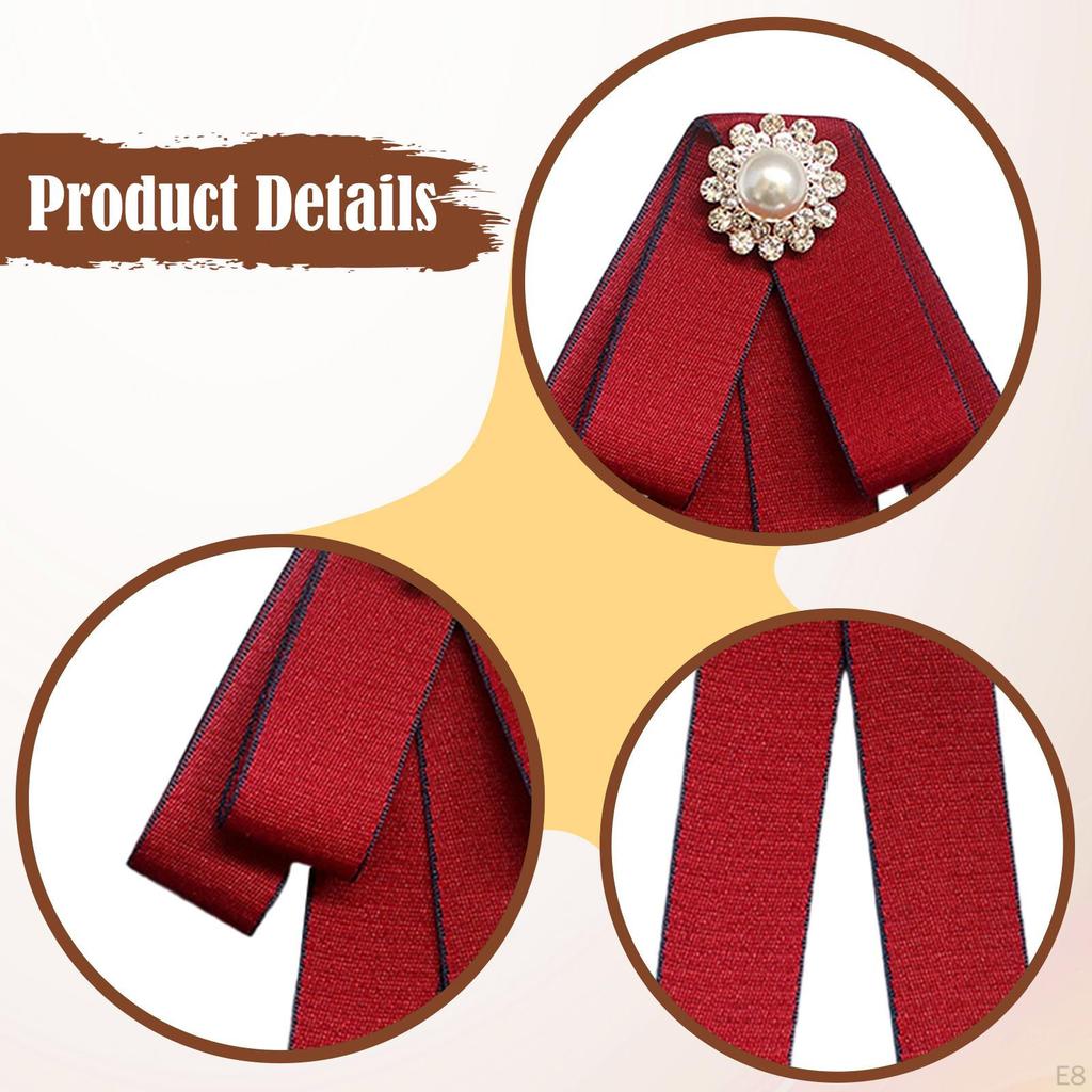 Ladies Bow Tie Brooch Gift, Elegant, Bowknot Collar Clothing Accessory for Dress Blouse Shirt