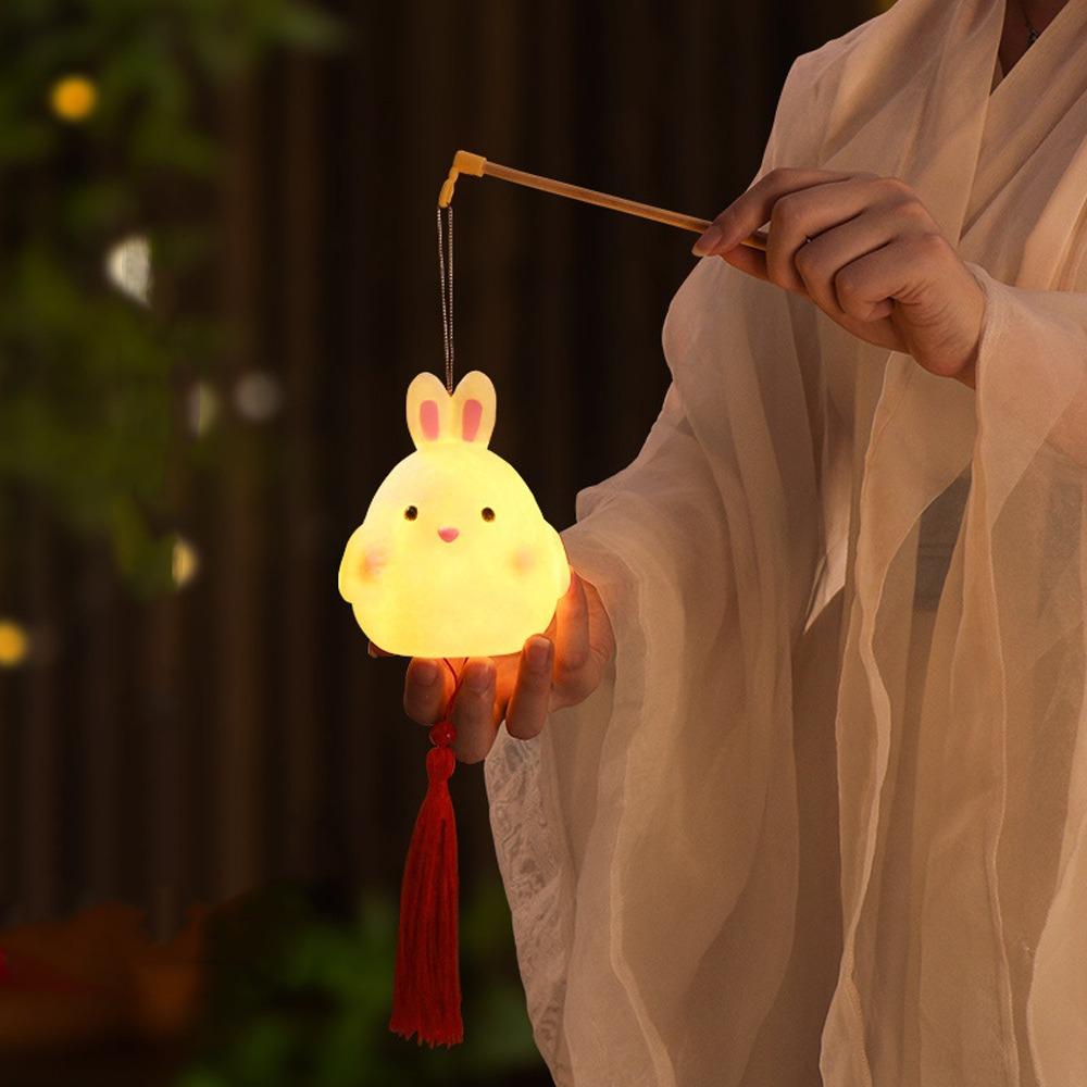 Cartoon Chinese Rabbit Lantern Blessing Antique Lantern Portable Handheld Lamp  Kindergarten