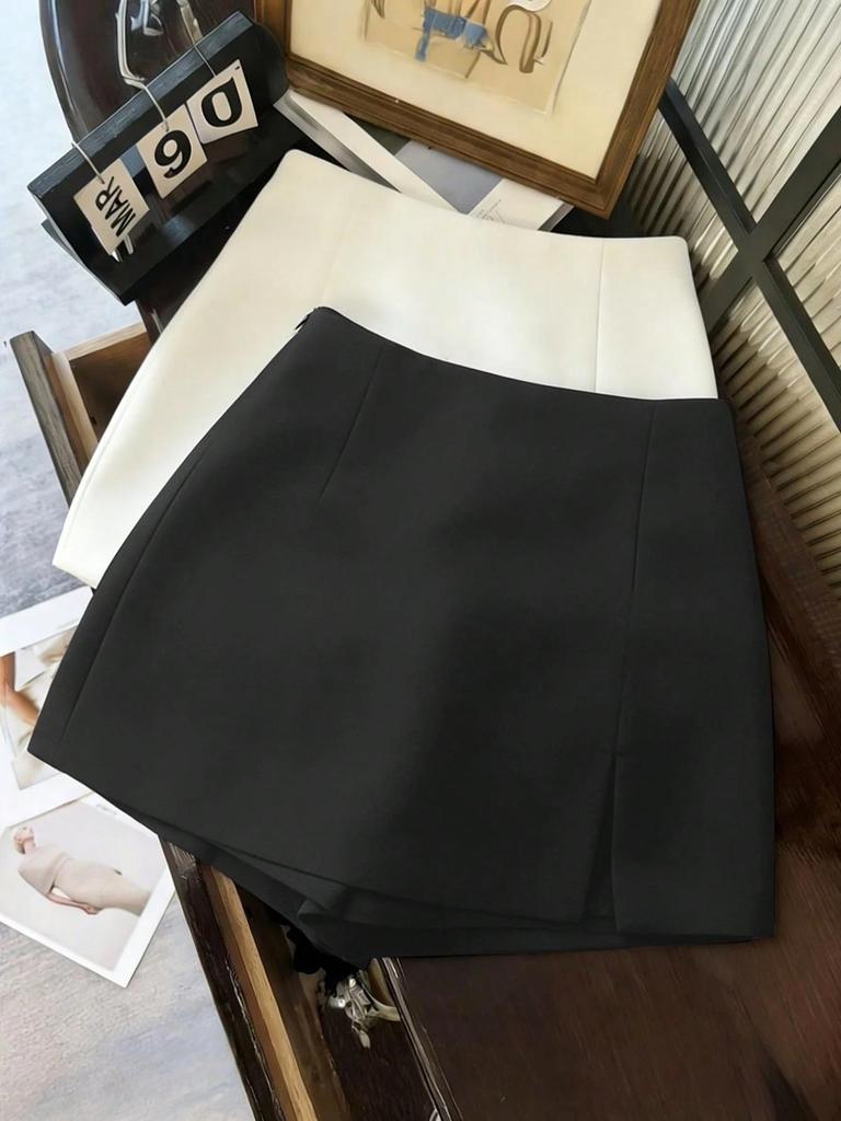 Korean Style High-Waisted A-Line Slimming Skirt with Anti-Exposure for Women