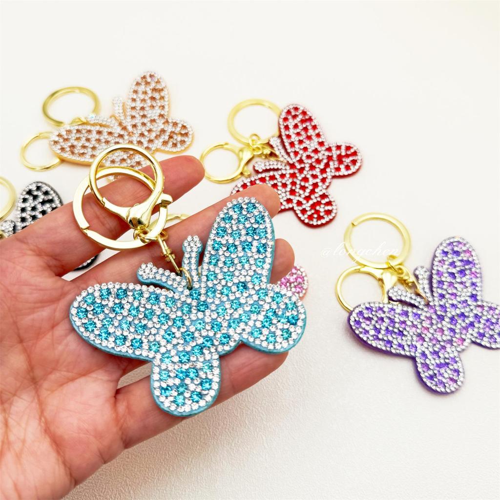 Rhinestone Butterfly Keychain and Bag Charm - Elegant Pendant and Car Hanging Ornament