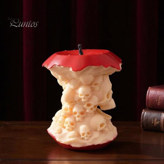 Creative Resin Sculpture 3D Printed Apples Skull Figurine, Spooky Skeleton Artistic Craft Collectible Sculpture, Halloween Gothic Desktop Decor,