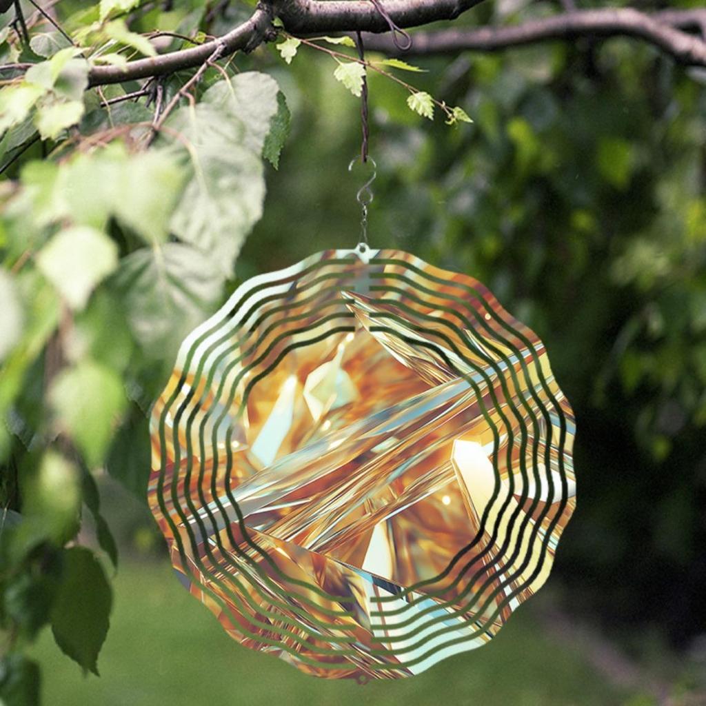 10 Inch Orange Golden Wind Spinner 360 Degree Rotating Metal Wind Chime for Outdoor Garden Patio Balcony Decor All Season Gift