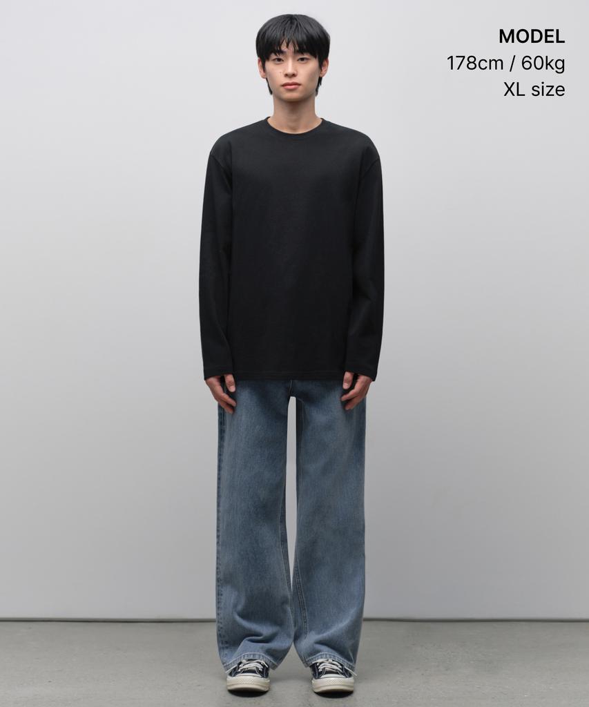 MUSINSA STANDARD Relaxed Oe Crew Neck Long Sleeve T-Shirt [Black]