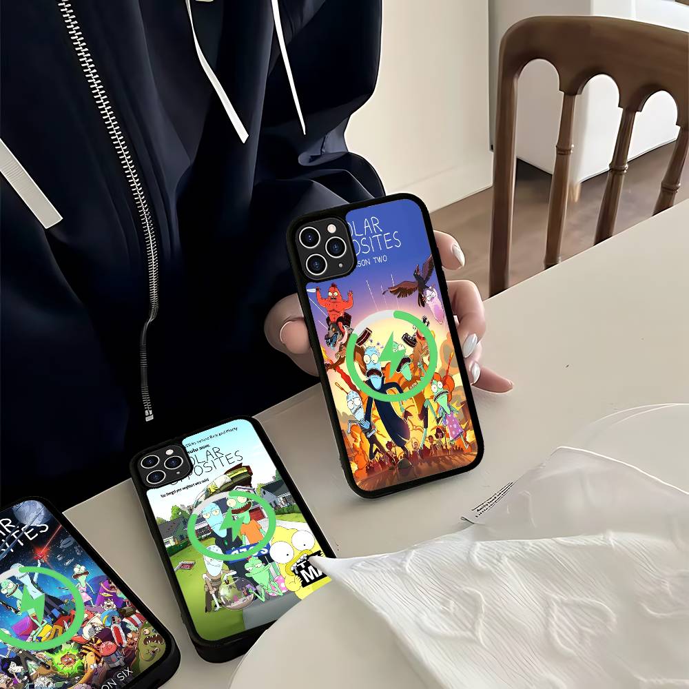 S-Solar O-Opposites Cartoon Magnetic Phone Case For IPhone 16 15 14 13 12 11 17 Pro Max Plus Wireless Charge Cover