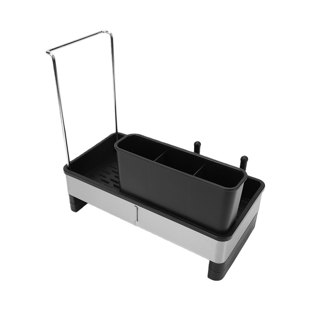 Stainless Steel Sponge Holder Kitchen Sink Organizer Multifunctional Towel Rack Detachable Hanging Rod Adjustable