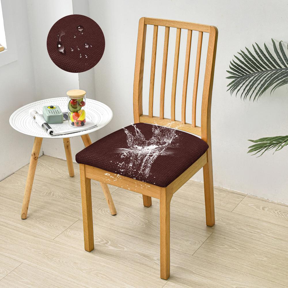 100%Waterproof Chair Cover Spandex Jacquard Chair Seat Cover High Stretch Cushion Cover For Dining Room Kitchen Home 1/2/4/6pcs