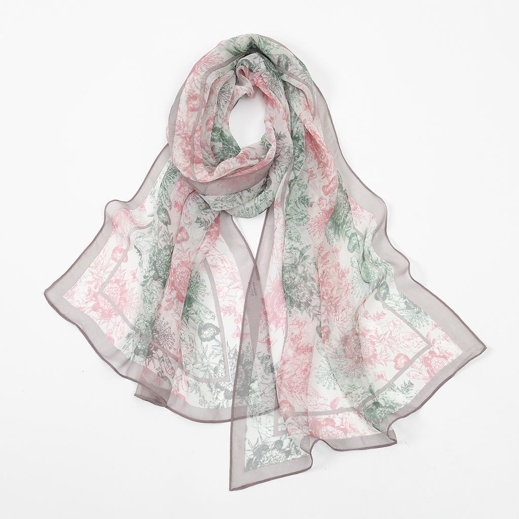 New Beauty Floral Printed Georgette Hijab For Women Thin Soft Scarf Shawl Wrap Middle East Summer Beach Sunscreen Thin Headscarf