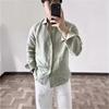 Men Loose Breathable Solid Color Long Sleeve Casual Daily Shirt