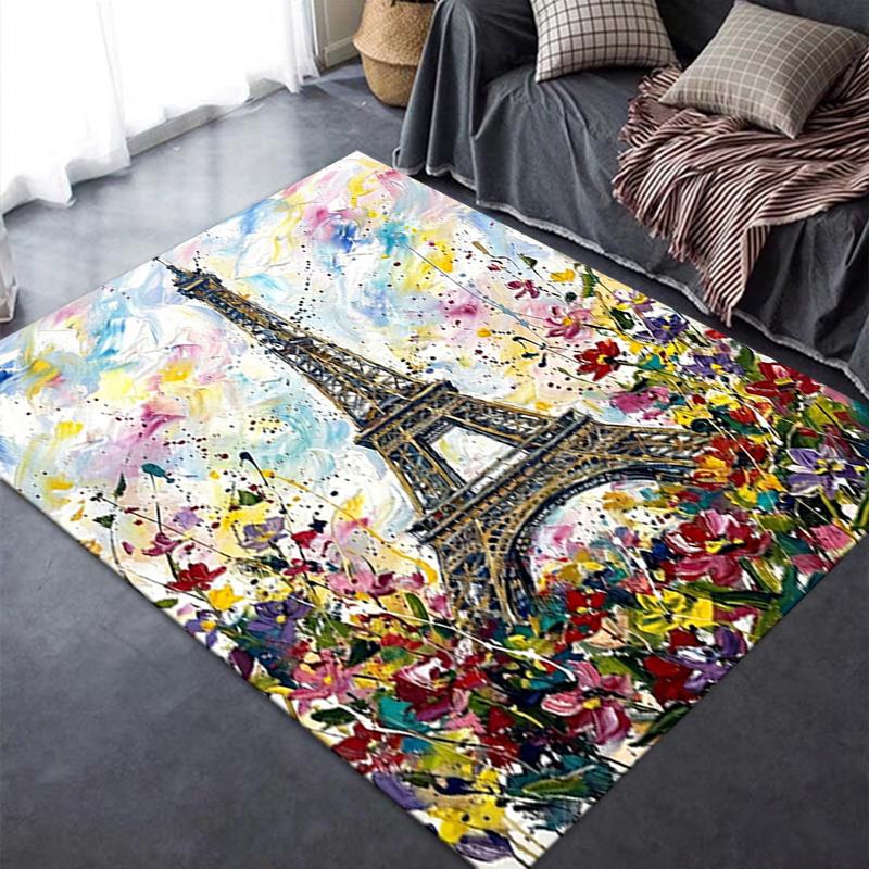 2025 New Paris Eiffel Tower Carpet Rug for Living Room Bedroom Home Sofa Decoration,Kids play Non-slip Floor Mat98