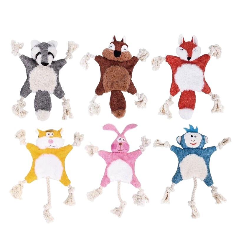 Pet Dog Chew Resistant Teething Plush Toy Animal Shape with Squeaker Pet Supplies Portable Plush Toy