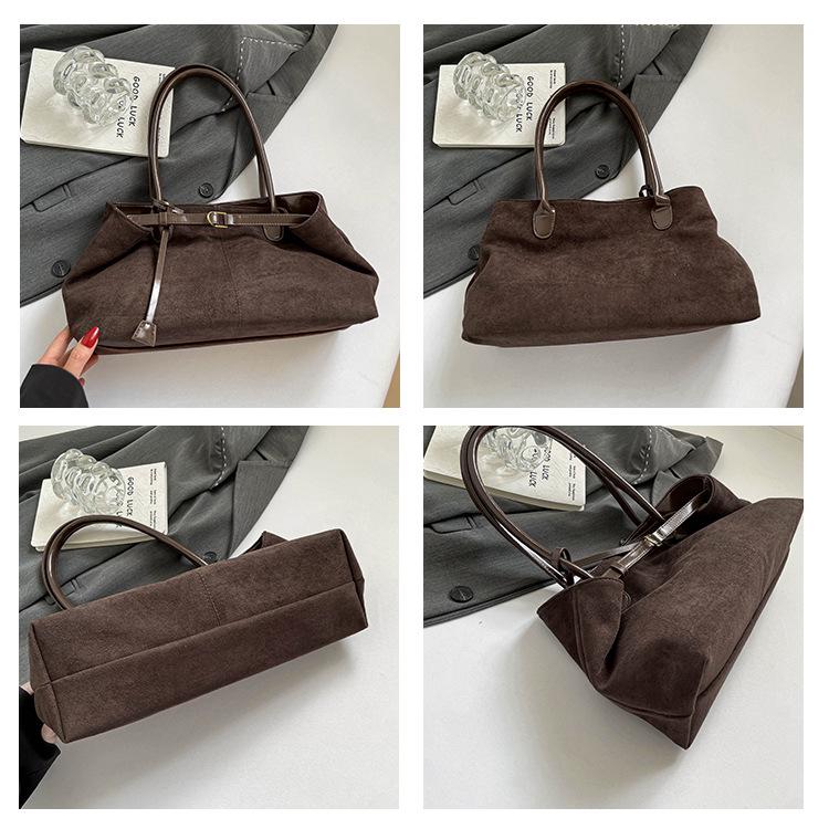 Duchess Retro 2025 Autumn Suede Underarm Tote – Large Capacity Women's Commuter Handbag