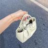 Fashion Solid Color Pleated Cloud Shoulder Bag Women Cute Leather Small Capacity Handbag Ladies Daily Commute Crossbody Bag Chic